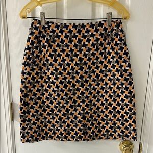 Talbots Orange/Navy A-Line Mini Skirt for Work